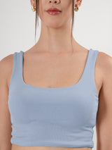 Solid Square Neck Sleeveless Body Fitted Crop Top