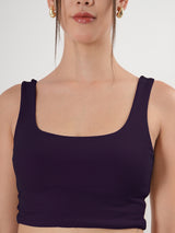 Solid Square Neck Sleeveless Body Fitted Crop Top