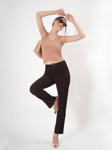 Solid V Neck Sleeveless Fitted Crop Top For Women