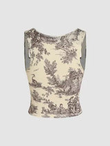 Printed Sleeveless Square Neck Top