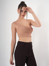 Solid Square Neck Sleeveless Body Fitted Crop Top