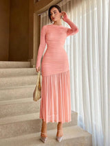 Frilly Round Neck Maxi Dress