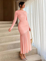 Frilly Round Neck Maxi Dress