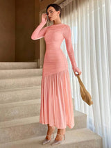 Frilly Round Neck Maxi Dress