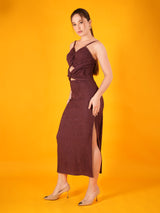 Mauve Front Detail Slit Dress