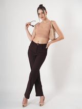 Solid Square Neck Sleeveless Body Fitted Crop Top