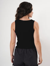 Solid V Neck Sleeveless Pleated Semi Crop Top