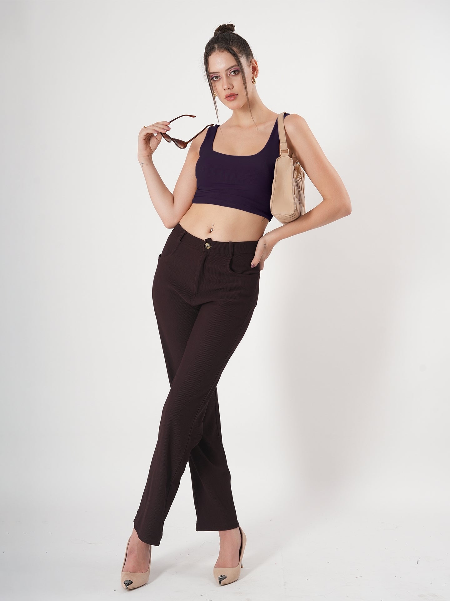 Solid Square Neck Sleeveless Body Fitted Crop Top