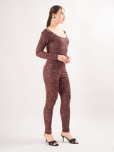 Animal Print Brown Jumpsuit