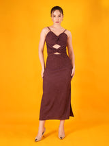 Mauve Front Detail Slit Dress