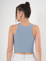 Solid Ribbed Sleeveless Crop Tank Top
