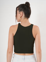 Solid Ribbed Sleeveless Crop Tank Top