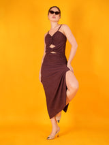 Mauve Front Detail Slit Dress