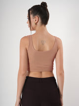 Solid Square Neck Sleeveless Body Fitted Crop Top