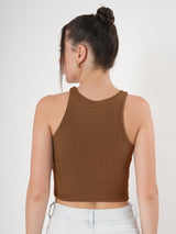 Solid Ribbed Sleeveless Crop Tank Top