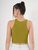 Solid Ribbed Sleeveless Crop Tank Top