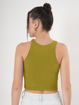 Solid Ribbed Sleeveless Crop Tank Top