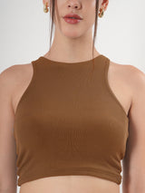 Solid Ribbed Sleeveless Crop Tank Top