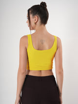 Solid Square Neck Sleeveless Body Fitted Crop Top