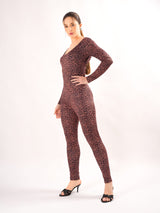 Animal Print Brown Jumpsuit