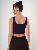 Solid Square Neck Sleeveless Body Fitted Crop Top