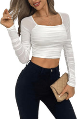 Neted Solid Crop Top