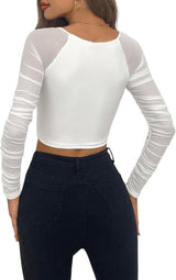 Neted Solid Crop Top