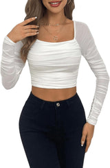 Neted Solid Crop Top