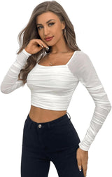 Neted Solid Crop Top