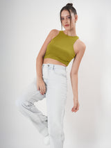 Solid Ribbed Sleeveless Crop Tank Top