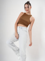 Solid Ribbed Sleeveless Crop Tank Top