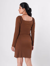 Textured Keyhole Neck Bodycon Dress