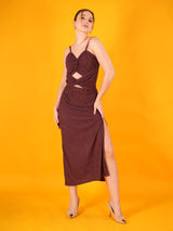 Mauve Front Detail Slit Dress