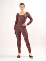 Animal Print Brown Jumpsuit