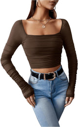 Neted Solid Crop Top