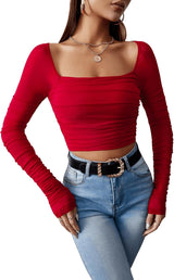 Neted Solid Crop Top