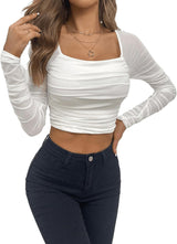 Neted Solid Crop Top
