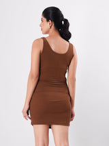 Solid Sleeveless Bodycon With Square Neck