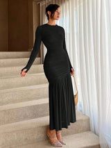 Frilly Round Neck Maxi Dress
