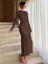 Frilly Round Neck Maxi Dress
