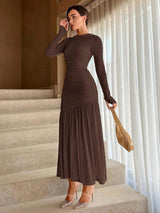 Frilly Round Neck Maxi Dress