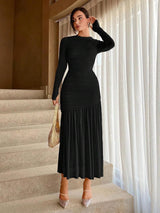 Frilly Round Neck Maxi Dress