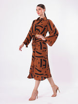 Alphabetic Print Tie Knot & Slit Cord Set