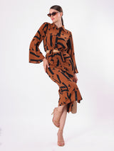 Alphabetic Print Tie Knot & Slit Cord Set