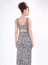 Animal Print Back Detail Slit Dress