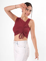 Asymmetrical Crop Top With Adjustable String