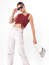 Asymmetrical Crop Top With Adjustable String