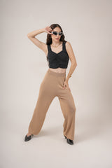 Clobug Women Solid Sweetheart Neck Lycra blend Sleeveless Crop Top