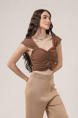 Clobug Women Solid Sweetheart Neck Lycra blend Sleeveless Crop Top