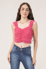 Clobug Women Solid Sweetheart Neck Lycra blend Sleeveless Crop Top